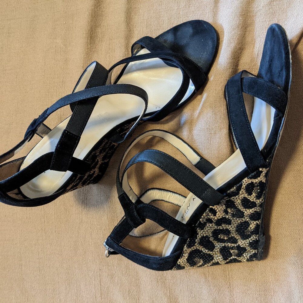 Black Suede and Leopard Wedge